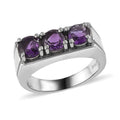 African Amethyst 3 Stone Men's Ring in Stainless Steel (Size 10.0) 2.25 ctw - Sticky add to cart bar