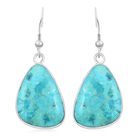 Blue Turquoise Earrings in Sterling Silver 30.00 ctw
