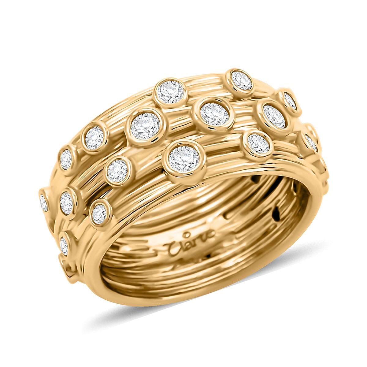 Clarte Sea Star Collection Moissanite Ring in Vermeil YG Over Sterling Silver (Size 10.0) 0.60 ctw