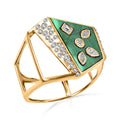 Clarte Geode Collection Malachite and Moissanite Ring in Vermeil YG Over Sterling Silver 3.50 ctw - Sticky add to cart bar