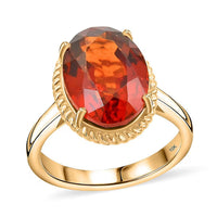 Certified & Appraised Luxoro 10K Yellow Gold AAA Tanzanian Sunlit Garnet Ring (Size 10.0) (4.40 g) 7.05 ctw
