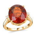 Ankurs Treasure Chest Certified & Appraised Luxoro 10K Yellow Gold AAA Tanzanian Sunlit Garnet, Diamond (I2) Ring (Size 7.0) 9.15 ctw - Sticky add to cart bar
