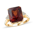 Ankurs Treasure Chest Certified & Appraised Luxoro 10K Yellow Gold AAA Tanzanian Sunlit Garnet, Diamond (I2) (0.15 cts) Ring (Size 10.0) (4.15 g) 12.20 ctw - Sticky add to cart bar