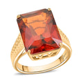 Certified & Appraised Luxoro 10K Yellow Gold AAA Tanzanian Sunlit Garnet Solitaire Ring (Size 10.0) (5.50 g) 14.50 ctw - Sticky add to cart bar