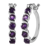 African Amethyst Hoop Earrings in Stainless Steel 2.10 ctw