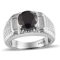African Amethyst Men's Ring in Stainless Steel (Size 10.0) 2.50 ctw