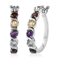 African Amethyst Hoop Earrings in Stainless Steel 2.10 ctw