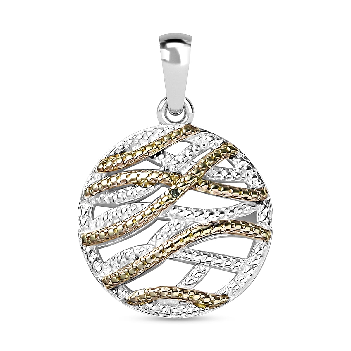 Karis Green Diamond Accent Circle Pendant without Chain in Platinum Bond