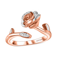 Karis Diamond Accent Bypass Ring in 18K RG Plated (Size 10.0)