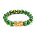 Green Jade (D) Dragon Carved Beaded 150.00 ctwStretch Pixiu Bracelet in Sterling Silver - Sticky add to cart bar