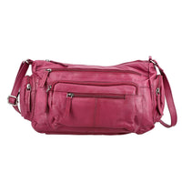 "100% GENUINE LEATHER MULTI POCKET CROSSBODY BAG  COLOR: CHERRY"