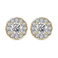 Moissanite Solitaire Stud 1.24 ctw Earrings in 18K Vermeil YG Over Sterling Silver
