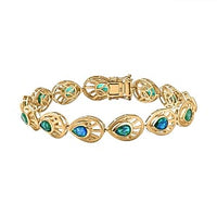 Peacock Triplet Quartz Cluster 9.75 ctw Bracelet in Vermeil YG Over Sterling Silver