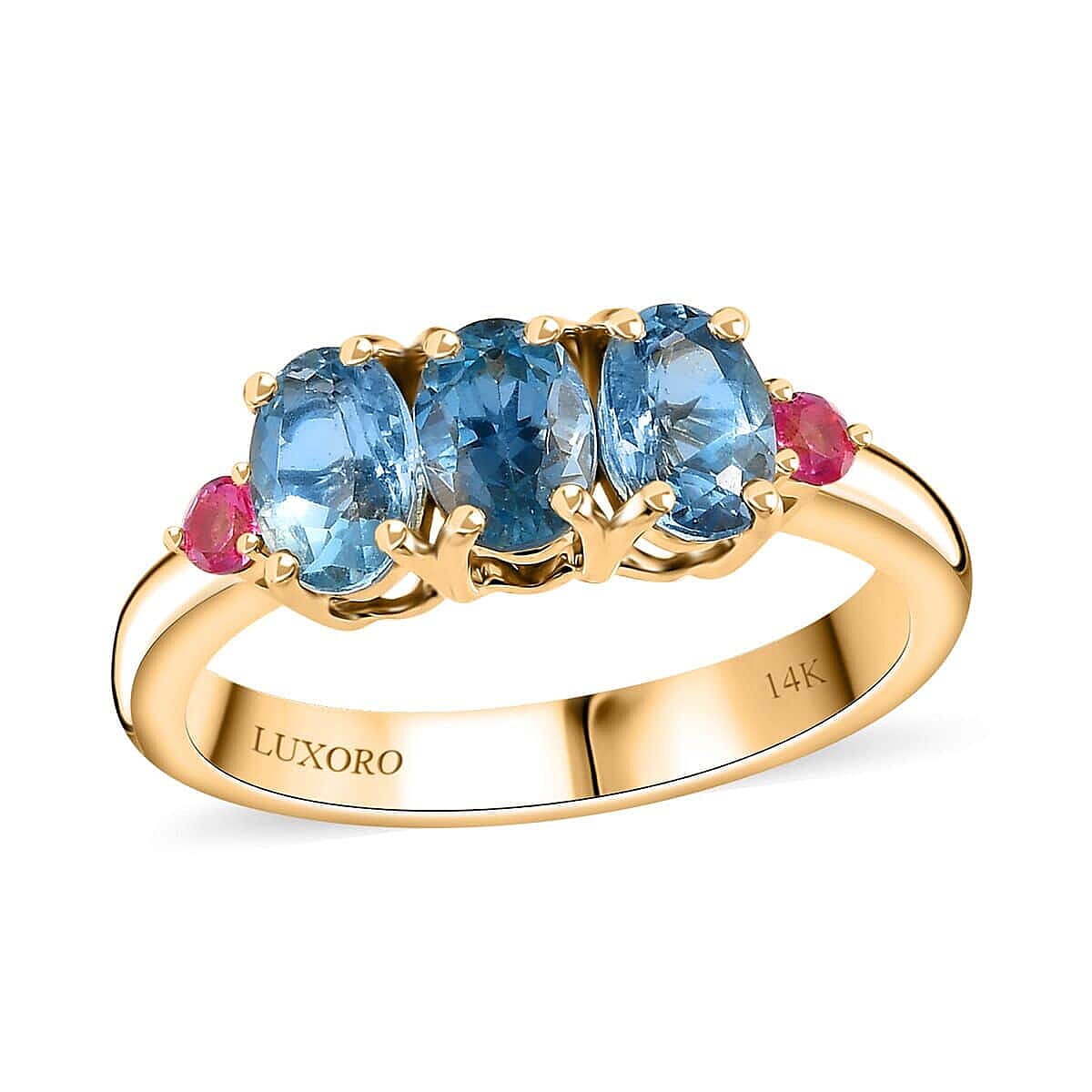 Luxoro 14K Yellow Gold AAA Santa Maria Aquamarine, AAA Mahenge Spinel Ring (Size 10.0) 1.70 ctw