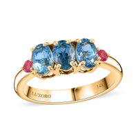 Luxoro 14K Yellow Gold AAA Santa Maria Aquamarine, AAA Mahenge Spinel Ring (Size 10.0) 1.70 ctw