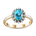 Luxoro 10K Yellow Gold Premium Madagascar Paraiba Apatite, Blue Diamond (IR), Diamond (G-H, I2) (0.20 cts) Ring (Size 10.0) 1.50 ctw - Sticky add to cart bar