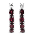 Orissa Rhodolite Garnet Floral Hoop Earrings in Rhodium Over Sterling Silver 5.50 ctw - Sticky add to cart bar