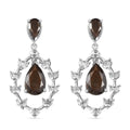 Zawadi Chocolate Sapphire and White Topaz Candle Chandelier Earrings in Rhodium Over Sterling Silver 16.00 ctw - Sticky add to cart bar