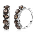 TLV Karis Brazilian Smoky Quartz Hoop Earrings in Platinum Bond 16.40 ctw - Sticky add to cart bar