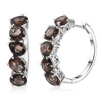 TLV Karis Brazilian Smoky Quartz Hoop Earrings in Platinum Bond 16.40 ctw