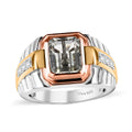 Montezuma Prasiolite, Moissanite Men's Ring in Sterling Silver (Size 10.0) 3.40 ctw - Sticky add to cart bar
