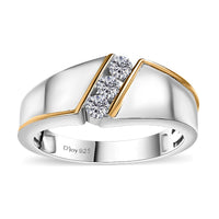 Moissanite Men's Ring in Sterling Silver (Size 10.0) 0.35 ctw