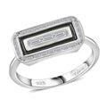 Clarte Black Tie Collection Moissanite and Black Enameled Ring in Platinum Over Sterling Silver 0.35 ctw - Sticky add to cart bar