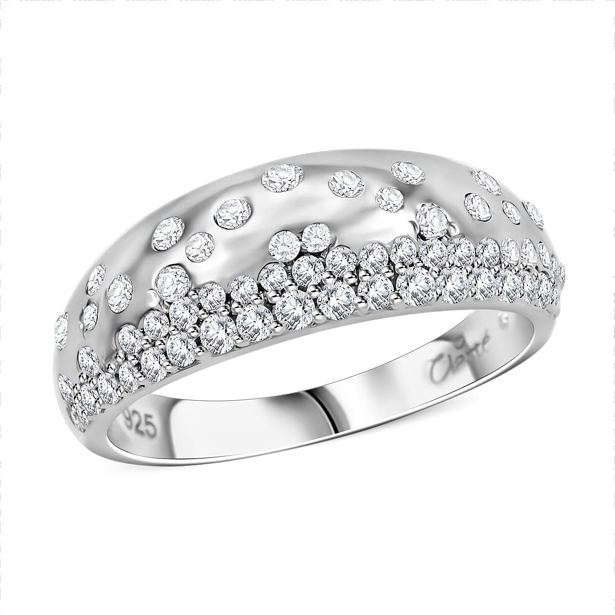 Clarte Sul Mare Collection Moissanite Ring in Platinum Over Sterling Silver (Size 10.0) 0.60 ctw