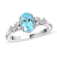 One Time Only Certified & Appraised Luxoro 14K White Gold AAA Santa Maria Aquamarine, Diamond (G-H, I2) (0.17 cts) Ring (Size 10.0) (Del. in 10-12 Days) 1.50 ctw