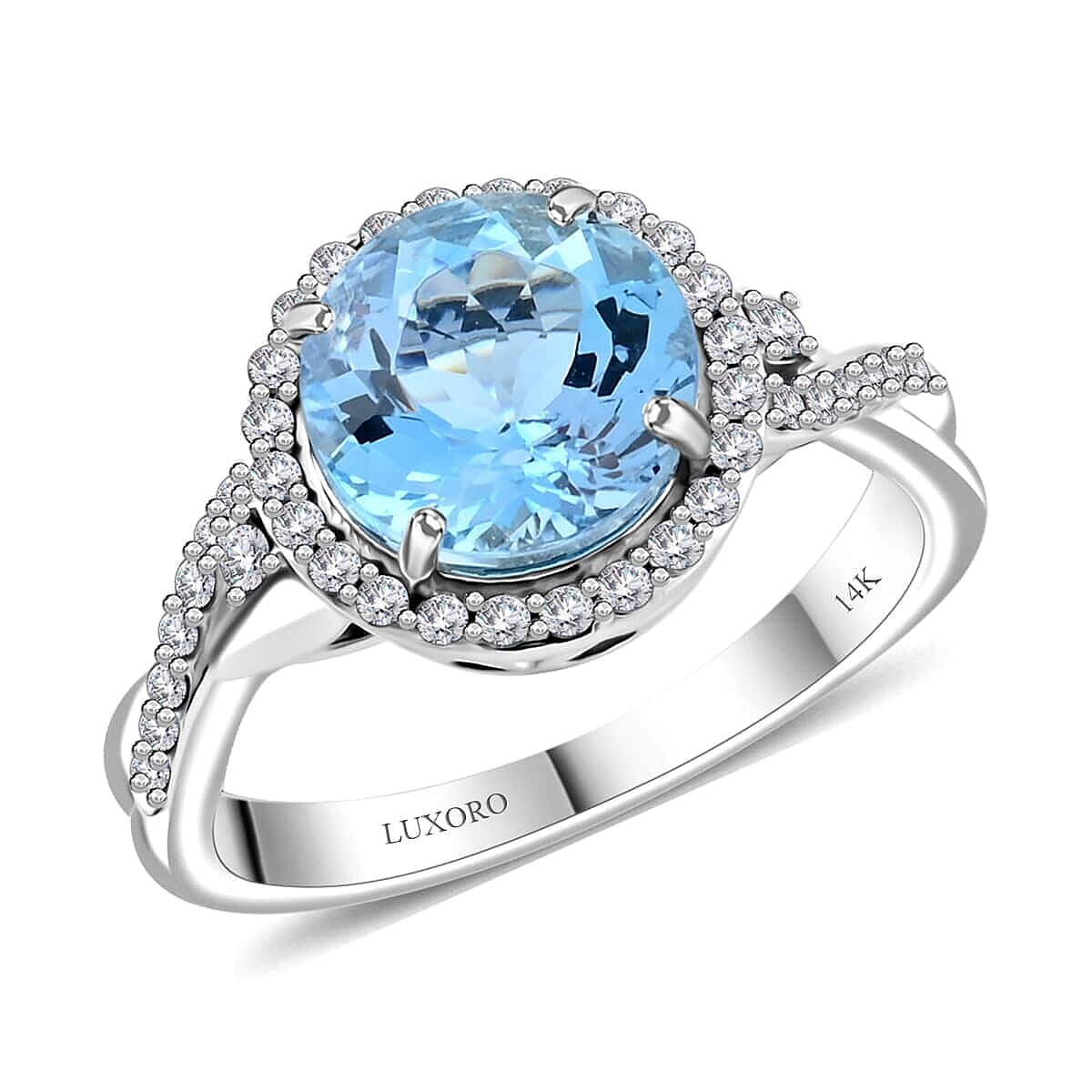 Certified & Appraised Luxoro 14K White Gold AAA Santa Maria Aquamarine, Diamond (G-H, I2) (0.26 cts) Ring (Size 6.0) (4 g) (Del. in 10-12 Days) 2.05 ctw