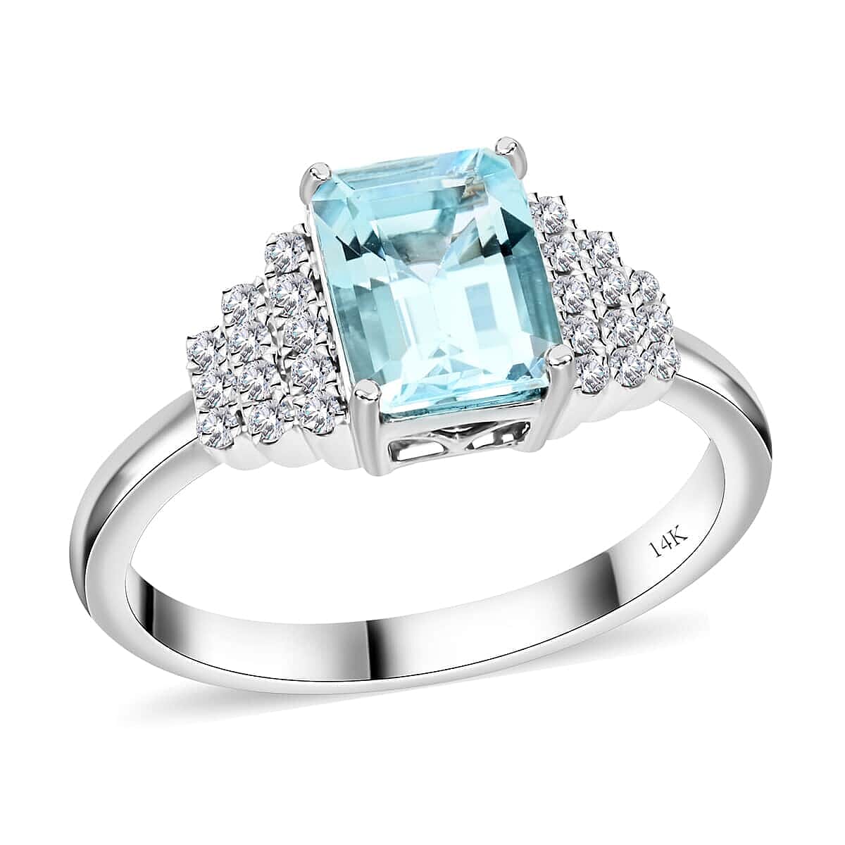 Certified & Appraised Luxoro 14K White Gold AAA Santa Maria Aquamarine, Diamond (G-H, I2) (0.20 cts) Ring (Size 10.0) (Del. in 10-12 Days) 1.85 ctw