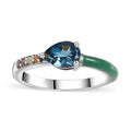 London Blue Topaz, Multi Gemstone Ring in 18K Vermeil YG Over Sterling Silver (Size 5.0) 0.70 ctw - Sticky add to cart bar