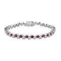 Premium Red Sapphire, Moissanite Art Deco Bracelet in Rhodium Over Sterling Silver (7.25 In) 8.50 ctw - Sticky add to cart bar
