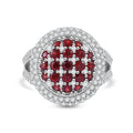 Sanguine Sapphire, White Zircon Cluster Ring in Rhodium Over Sterling Silver (Size 10.0) 3.35 ctw - Sticky add to cart bar