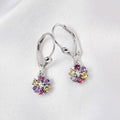 Multi Gemstone Floral Earrings in Rhodium Over Sterling Silver 0.50 ctw - Sticky add to cart bar