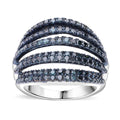 Blue Diamond (IR) Ring in Platinum Over Sterling Silver (Size 6.0) 1.50 ctw - Sticky add to cart bar