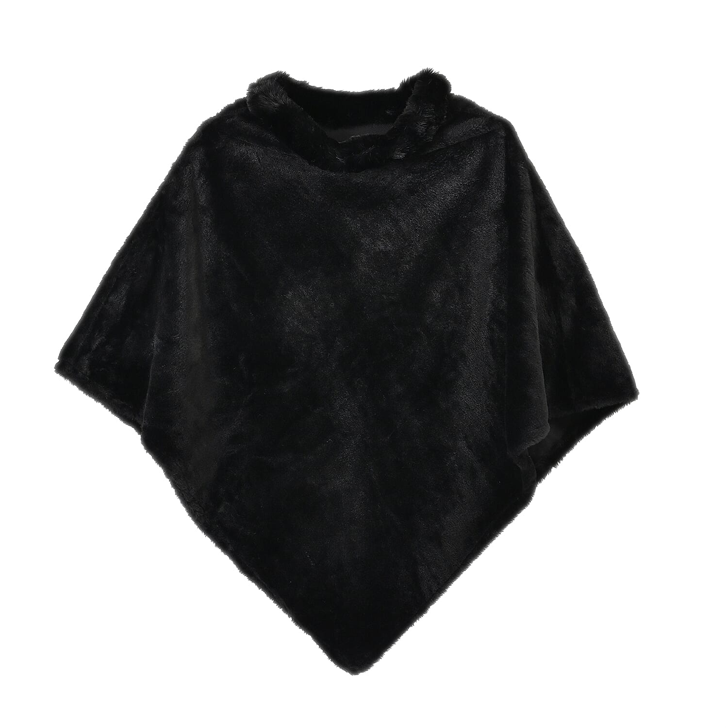 Black Faux Fur Collar Shawl (40.94"x32.67")