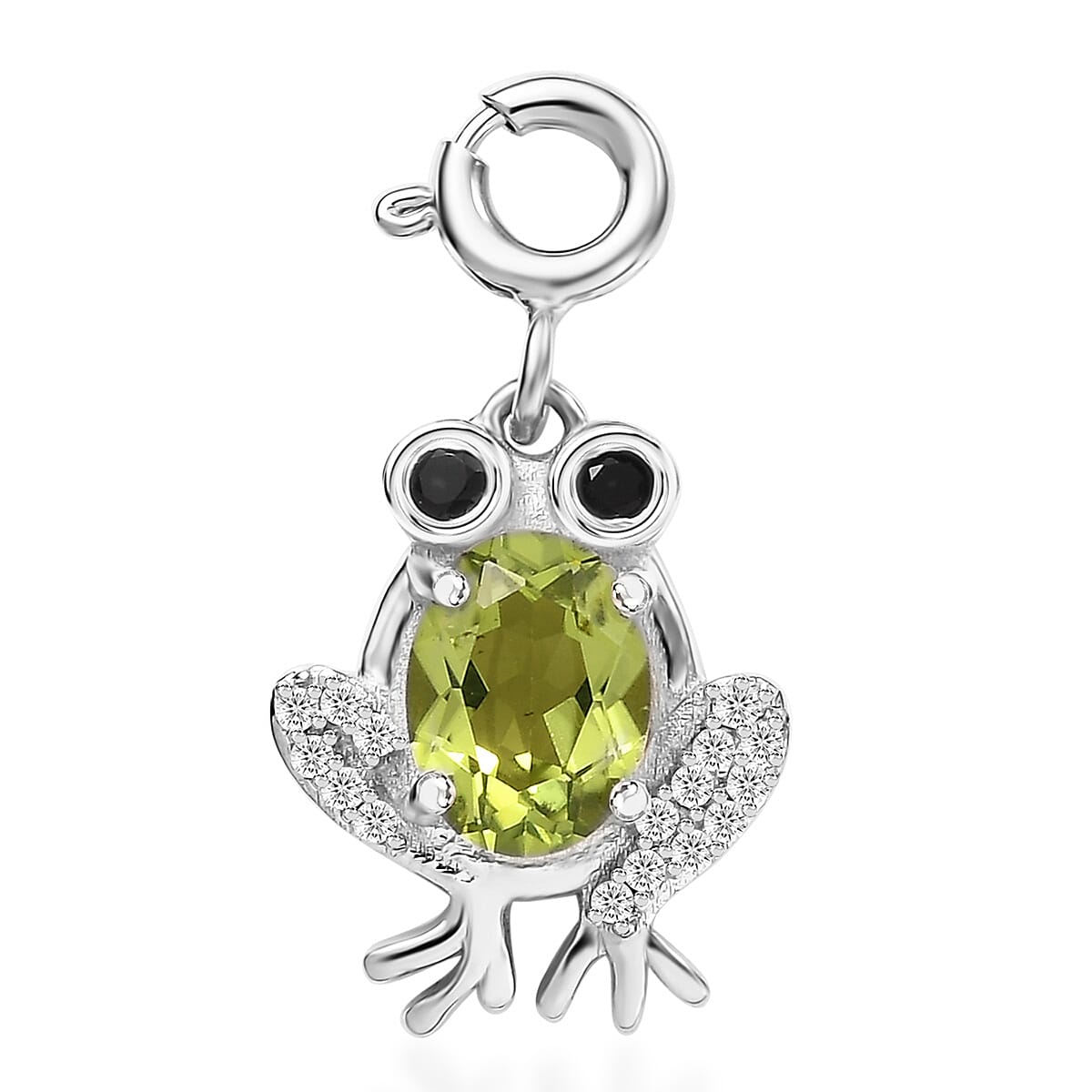 Peridot and Multi Gemstone 1.60 ctw Charm in Rhodium Over Sterling Silver