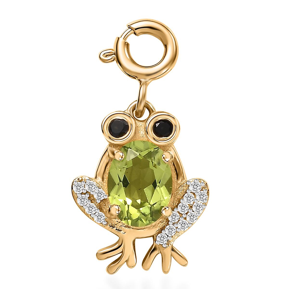 Peridot and Multi Gemstone 1.60 ctw Charm in 18K Vermeil Yellow Gold Over Sterling Silver