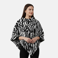 Black and White Tiger Print 100% Polyester Shawl (40.9"x32.6")