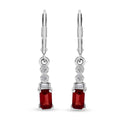 Sanguine Sapphire and White Zircon Lever Back Earrings in Rhodium Over Sterling Silver 0.85 ctw - Sticky add to cart bar