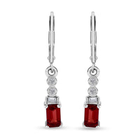 Sanguine Sapphire and White Zircon Lever Back Earrings in Rhodium Over Sterling Silver 0.85 ctw