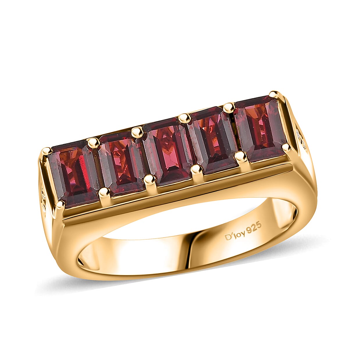 Orissa Rhodolite Garnet, Moissanite Men's Ring in 18K Vermeil YG Over Sterling Silver (Size 10.0) 4.10 ctw