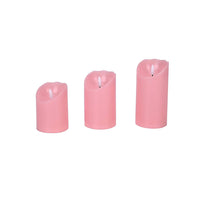 Set of 3 Flameless and Fireless Pink Colored Plastic Candle without Remote Control (2xAA Battery not included)