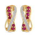 Montepuez Ruby and Moissanite Art Deco Earrings in 18K Vermeil Yellow Gold Over Sterling Silver 1.50 ctw - Sticky add to cart bar