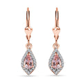 Premium Pink Morganite and Moissanite Lever Back Drop Earrings in 18K Vermeil Rose Gold Over Sterling Silver 1.10 ctw - Sticky add to cart bar