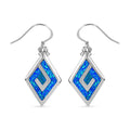 Lab Created Crystal Blue Opal 5.00 ctw Earrings in Rhodium Over Sterling Silver (Size 10.0) - Sticky add to cart bar