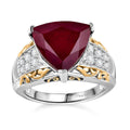 Niassa Ruby (FF) (Ovl 14x10 mm), White Zircon Ring in 18K Vermeil YG and Rhodium Over Sterling Silver (Size 10.0) 9.80 ctw - Sticky add to cart bar
