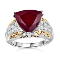 Niassa Ruby (FF) (Ovl 14x10 mm), White Zircon Ring in 18K Vermeil YG and Rhodium Over Sterling Silver (Size 10.0) 9.80 ctw