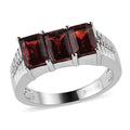 Mozambique Garnet 3 Stone Men's Ring in Stainless Steel (Size 10.0) 4.00 ctw - Sticky add to cart bar
